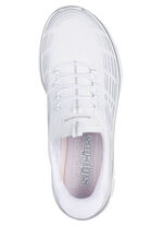 SKECHERS, stylische Damen-Sneaker, mit geformter Slip-Ins Fersenplatte WEISS-SILBER